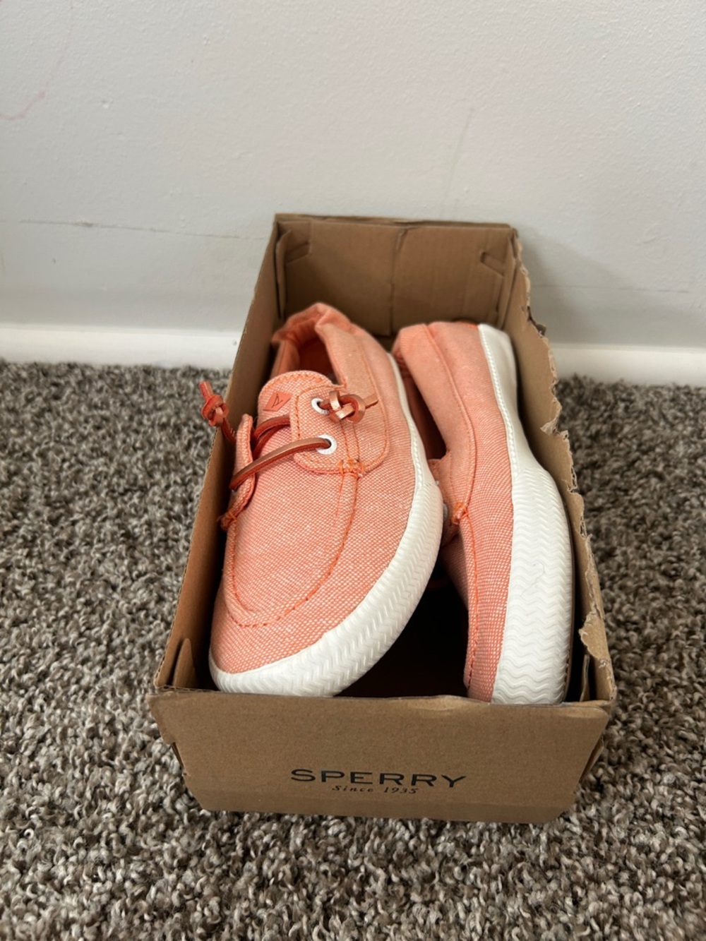 Sperry Coral Canvas Boat Sneakers